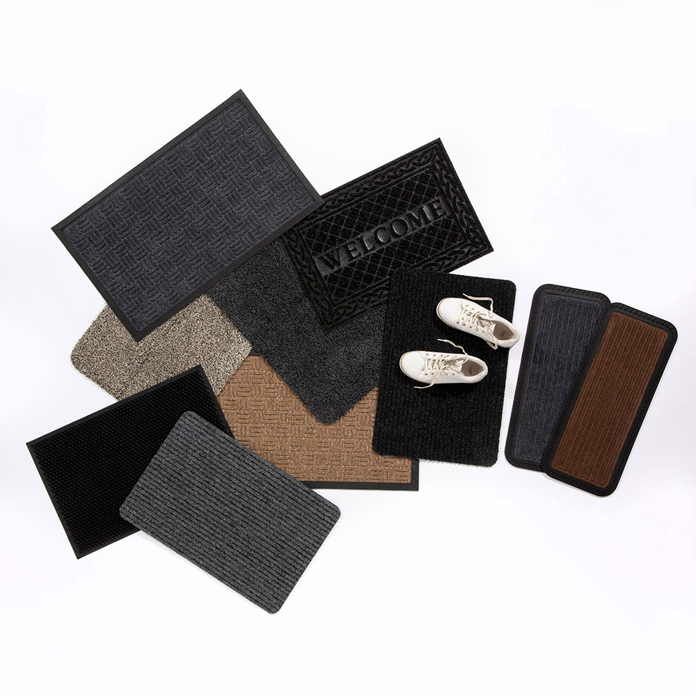 Eselle Romiley Black Welcome Rubber Crumb Scrapper Doormat 40 x 60cm Image 5