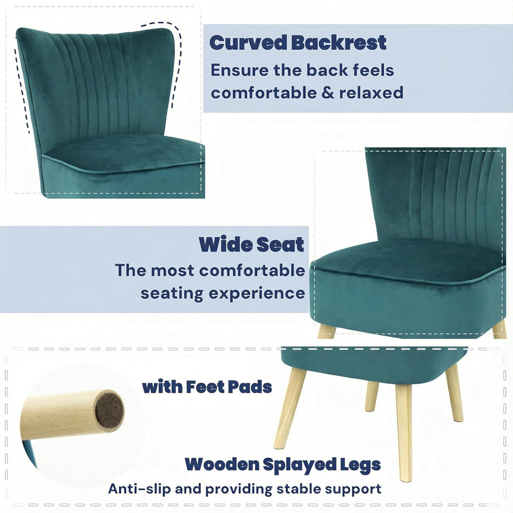 Alivio Green Velvet Upholstered Modern Accent Chair Image 7