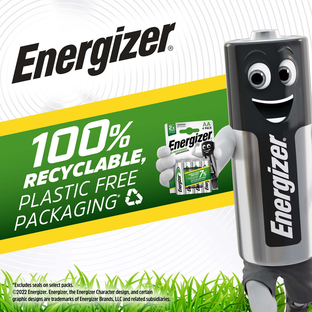 Energizer Universal AA 4 Pack 1300mAh Rechargeable Batteries Image 2