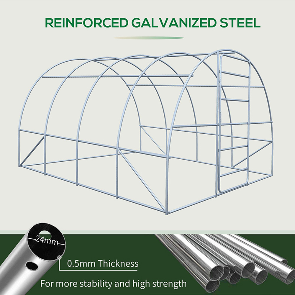 Outsunny Green Steel 10 x 13ft Walk In Polytunnel Greenhouse Image 3