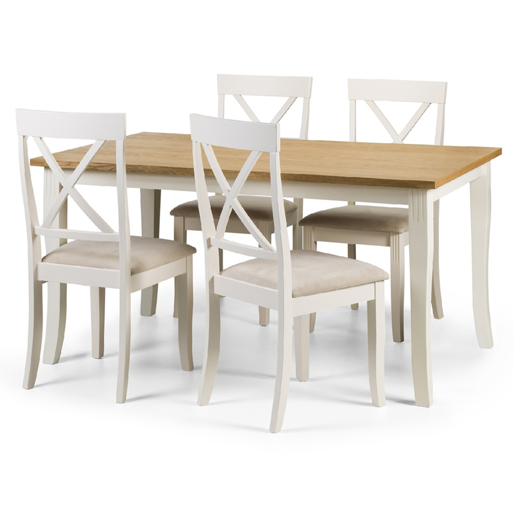 Julian Bowen Davenport 4 Seater Dining Table Oak and White Image 3