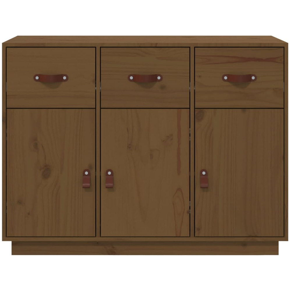 vidaXL 3 Door 3 Drawer Honey Brown Solid Pine Wood Sideboard Image 6