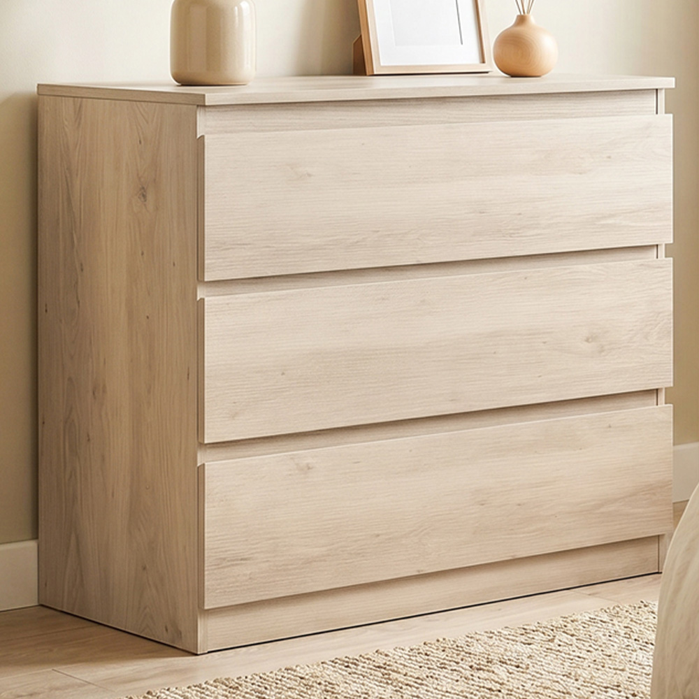 HOMCOM 3 Drawer Oak Storage Organiser Unit Image 1