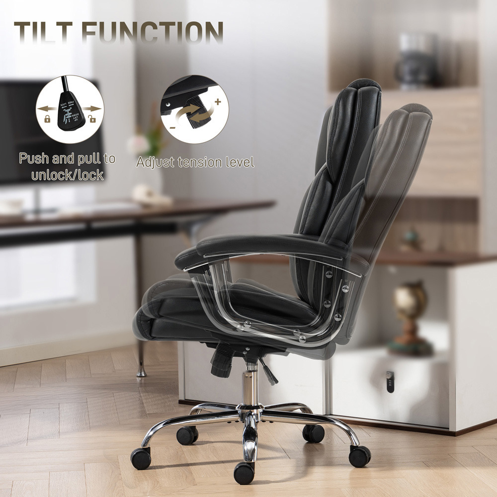 Portland Black High Back Swivel Office Desk Chair with Spring Cushion Image 6