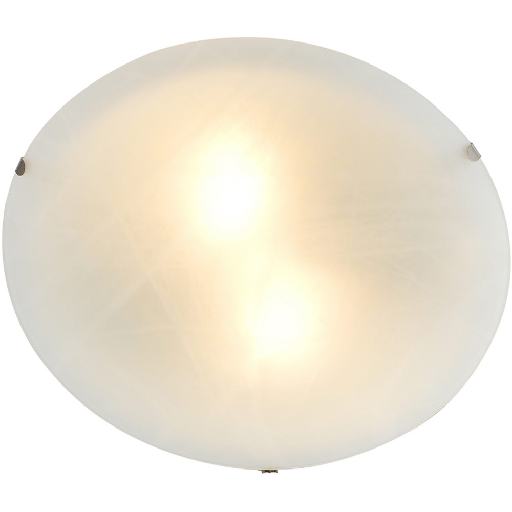 Happy Homewares Alabaster Circular White Glass IP20 Flush Ceiling Light Image 5