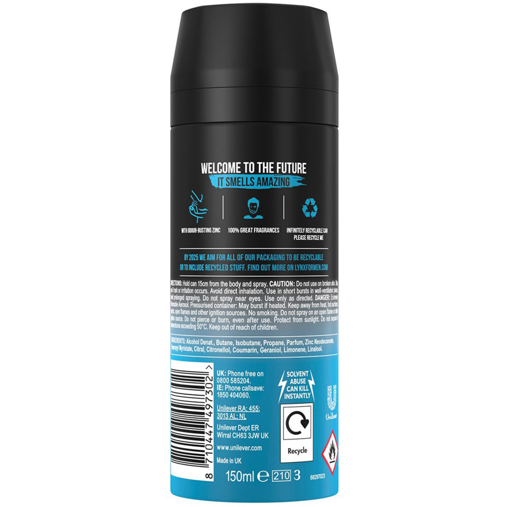 Lynx Ice Chill Iced Mint and Lemon 48H Protection Deodorant Body Spray 150ml 6 Pack Image 3