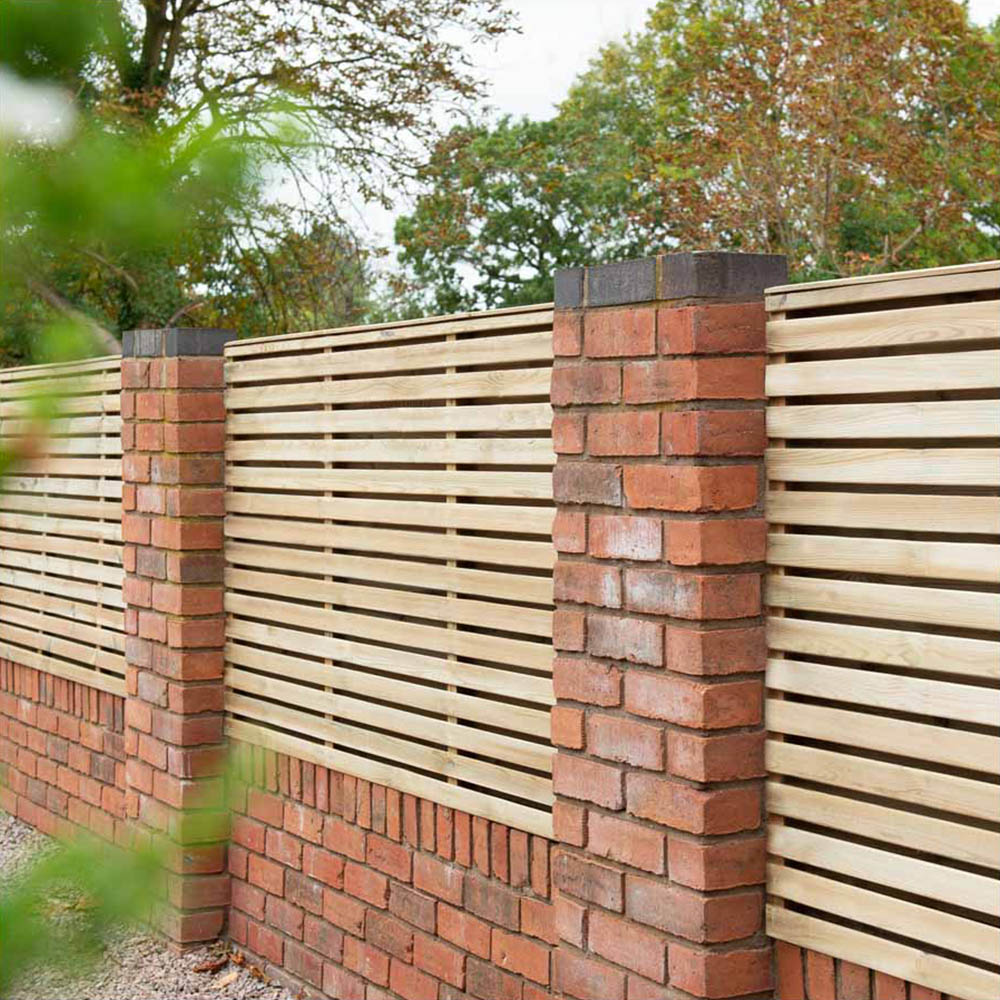 Forest Garden Pressure Treated Contemporary Double Slatted Fence Panel 1.8m x 1.2m Mixed Softwood - wilko