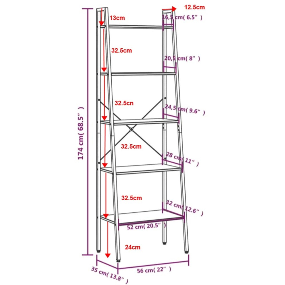 vidaXL 5-Tier Dark Brown Standing Shelf Image 8