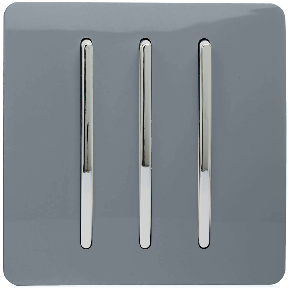 Trendi Switch 3 Gang 10amp 1 or 2 Way Warm Grey Rocker Light Switch Image 1