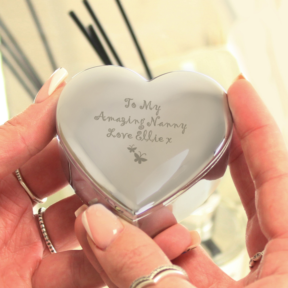 Personalised Memento Personalised Butterfly Heart Trinket Box Image 2