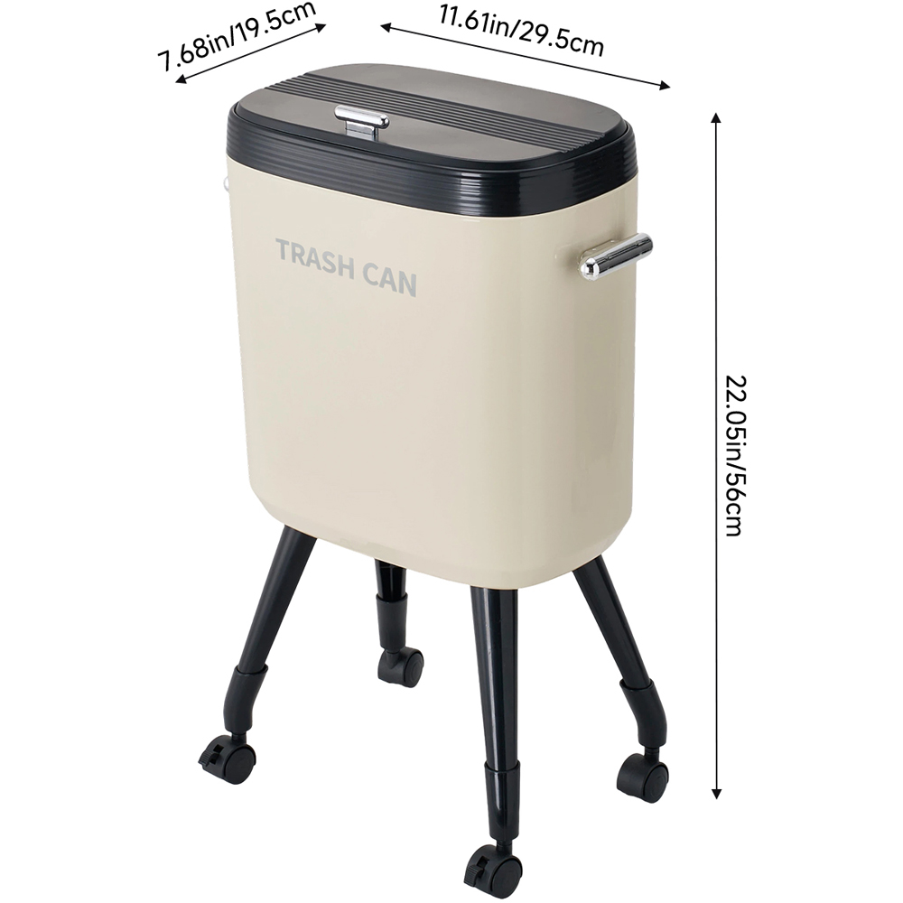Living and Home Cream Flip Lid Rubbish Bin with Wheels 15L Image 8