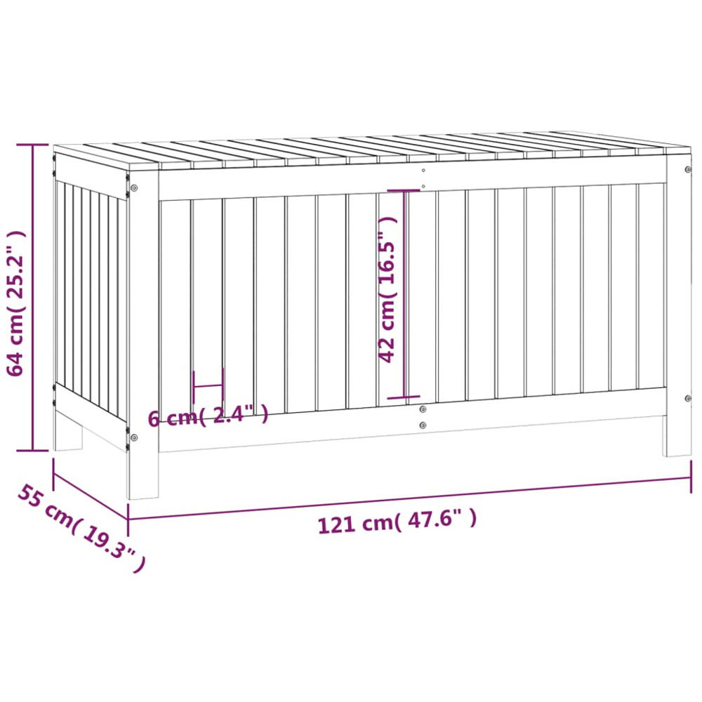 vidaXL 64 x 121 x 55cm Grey Pine Wood Garden Storage Box Image 9