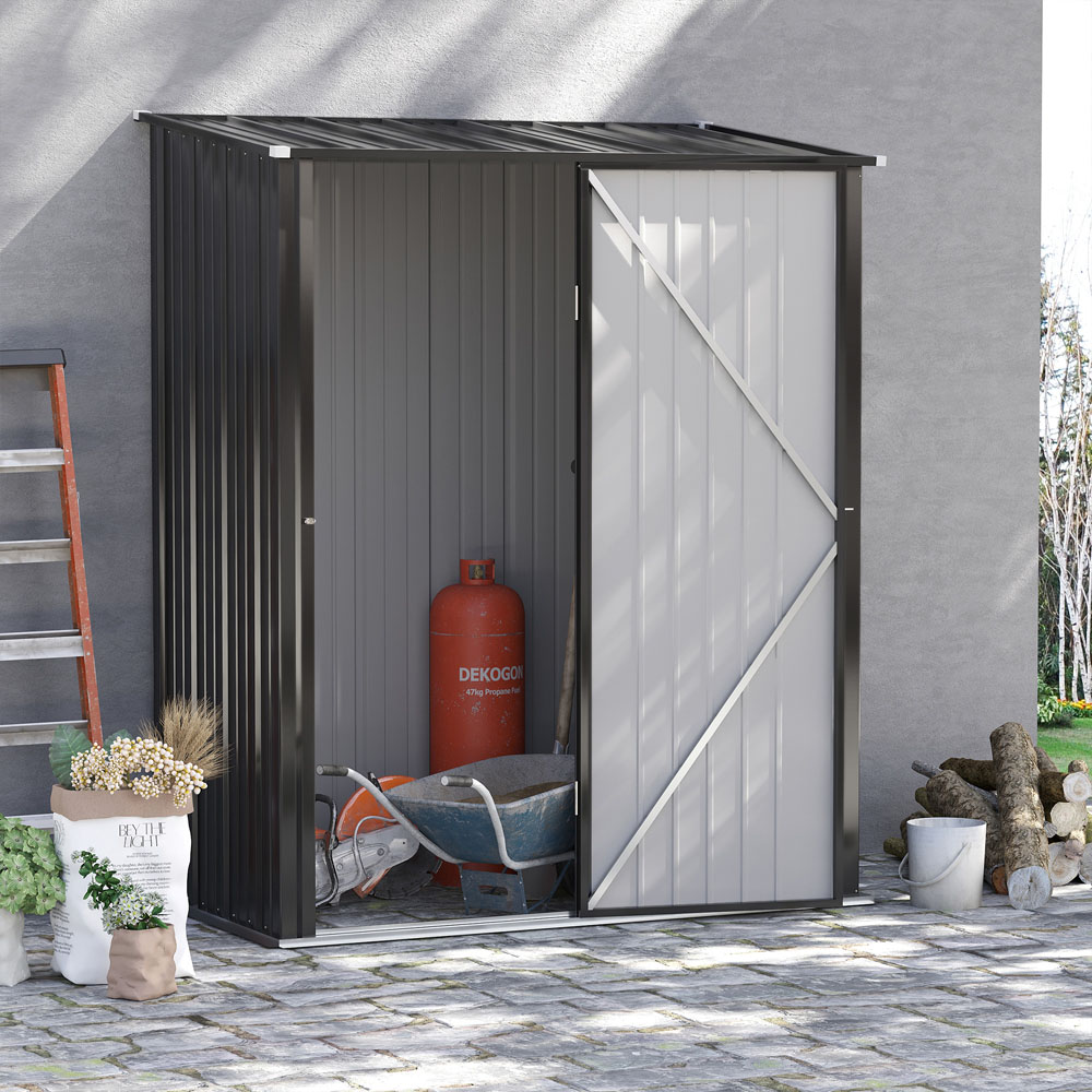 Outsunny 5.3 x 3.1ft Grey Storage Shed Image 2