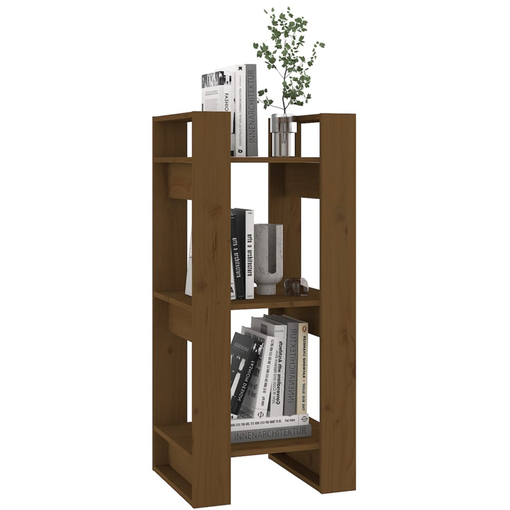 vidaXL 3 Shelf Honey Brown Solid Wood Bookcase Image 5