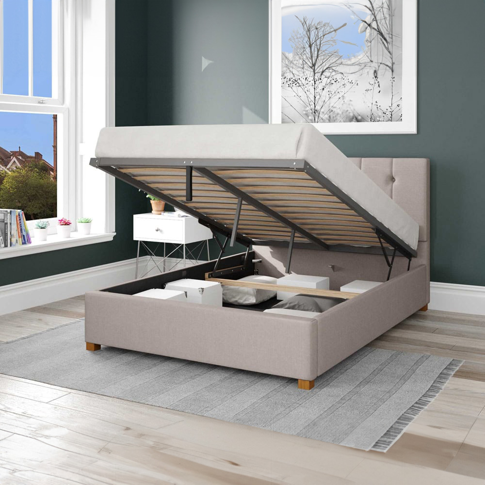Aspire Hepburn Super King Off White Eire Linen Ottoman Bed Image 2