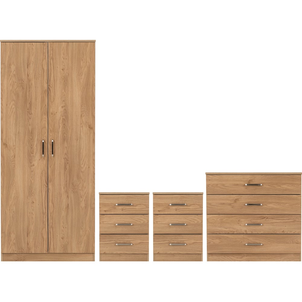 Seconique Dakota 2 Door Wardrobe Oak Effect Bedroom Furniture Set Image 2