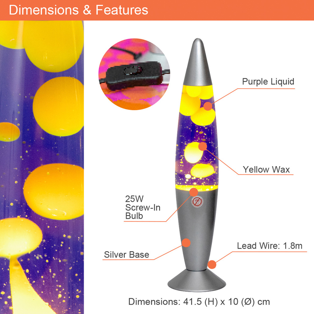Global Gizmos Purple Liquid and Yellow Wax Lava Lamp 16 inch Image 9