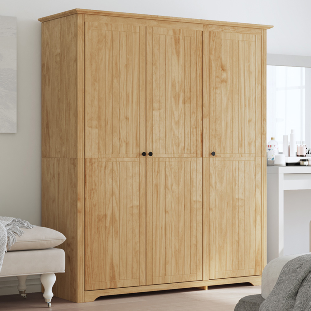 vidaXL Bodo 3 Door Honey Brown Wooden Wardrobe Image 1