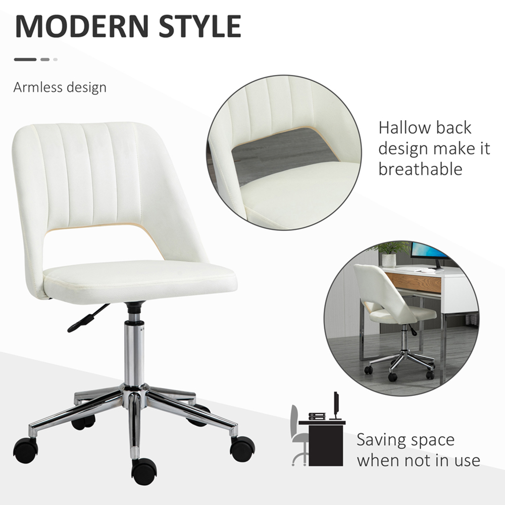 Portland Cream and White Scallop Mid-Back Swivel Office Chair Image 6