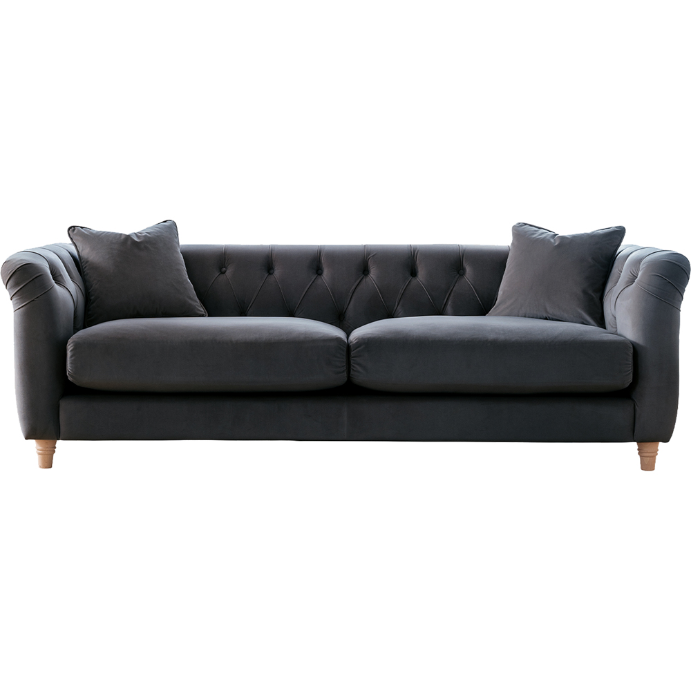 Elsie Chesterfield 5 Seater Midnight Blue Plush Velvet Sofa Suite Image 3