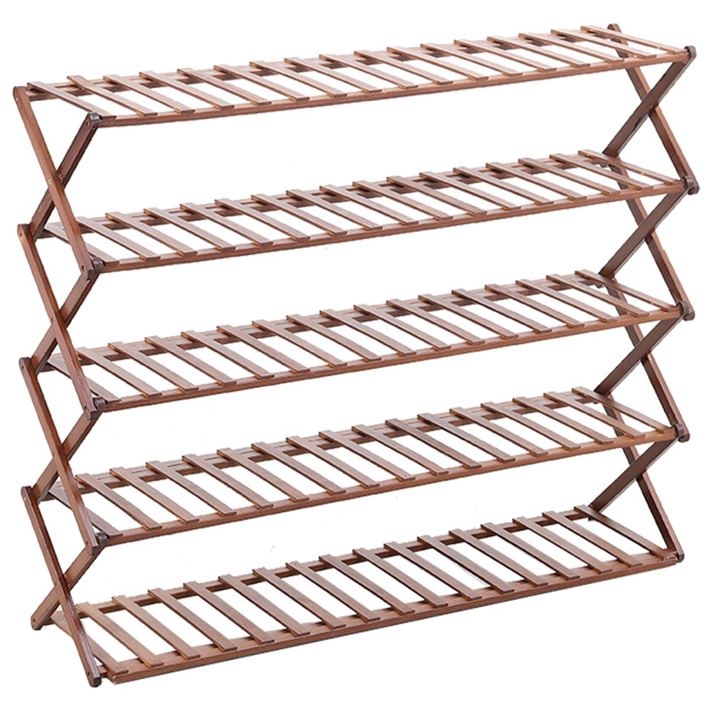 Living and Home Brown 5 Tier Bamboo Planter Stand 78cm Image 1