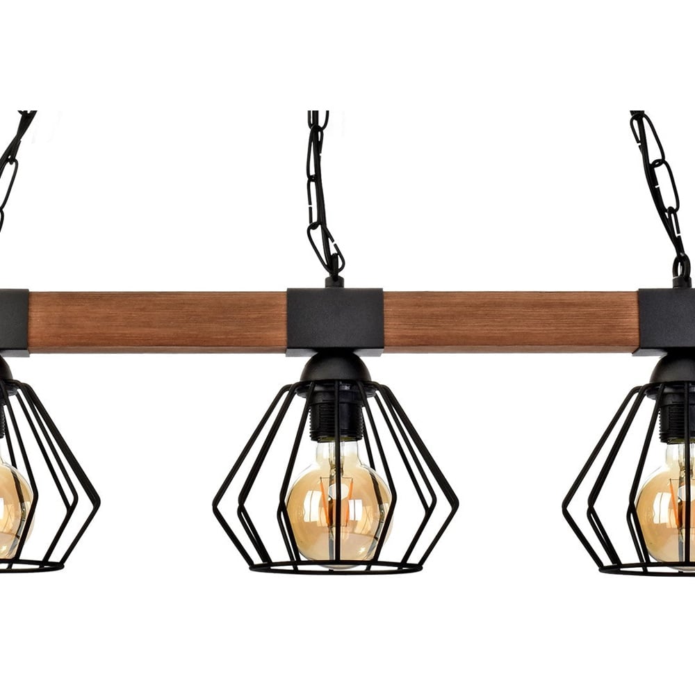 Milagro Ulf Wood Black Pendant Lamp 230V Image 4