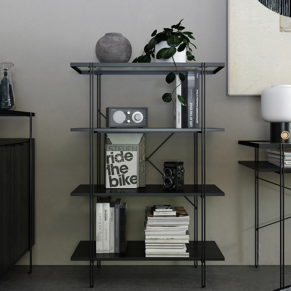 Dorel Wainwright 4 Shelf Black Oak Bookcase Image 4