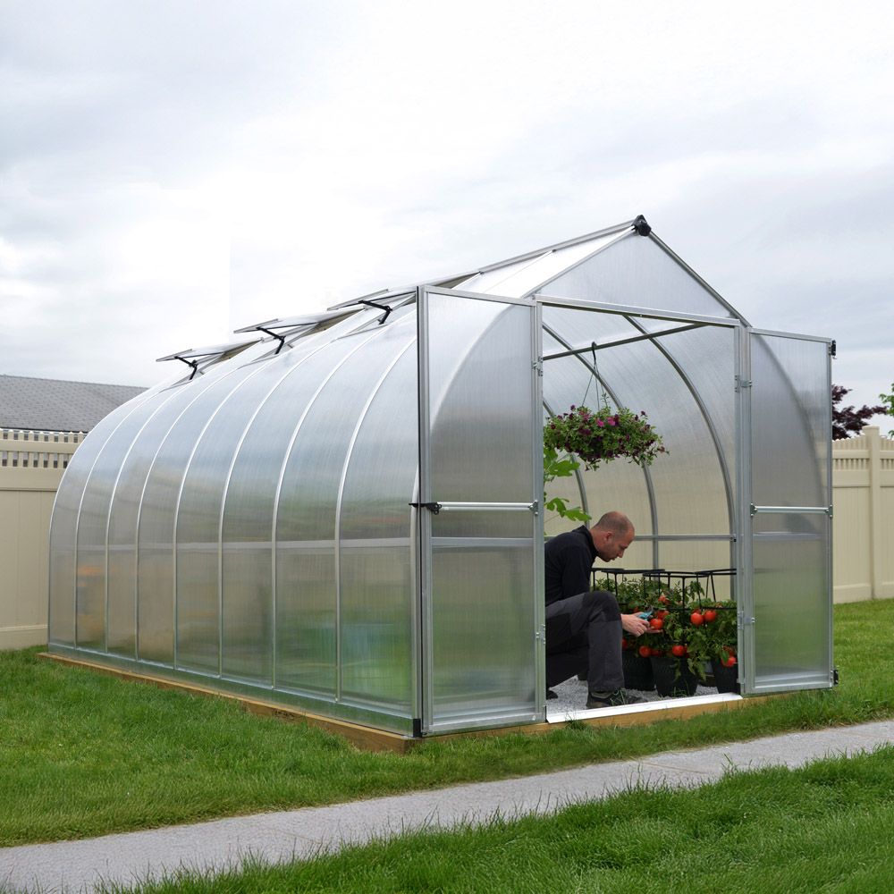 Palram Canopia Bella Silver Polycarbonate 8 x 16ft Greenhouse Image 2