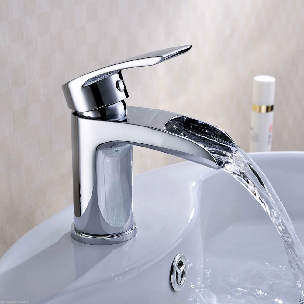 Nes Home Corry Waterfall Cloakroom Chrome Basin Mono Tap with Waste Image 2