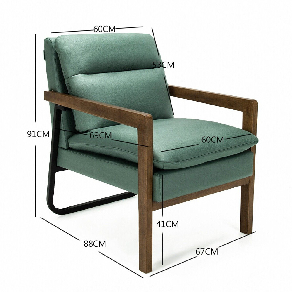 Costway Green Leather Accent Chair Image 9