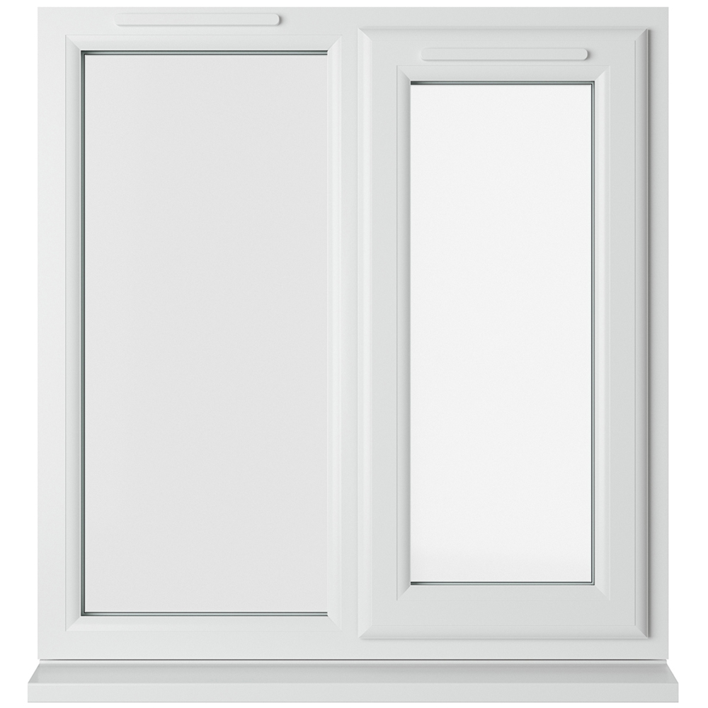 Crystal uPVC Triple Glazed Window RH Side Hung Next to a Fixed White Clear Glass 905x965mm Image 1