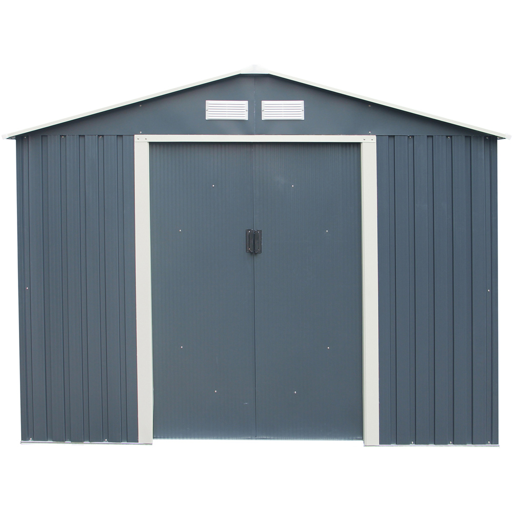 Charles Bentley 8 x 6ft Blue Apex Metal Garden Shed with Floor Image 3