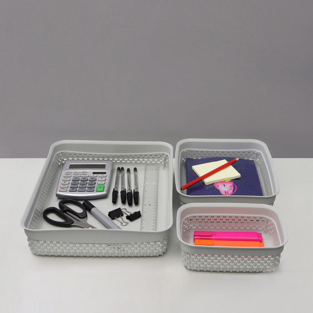 JVL Droplette Ice Grey Storage Basket 3 Pack Image 2