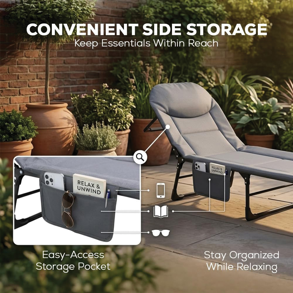 Alivio Grey Adjustable Recliner Sun Lounger Chair Bed Image 6
