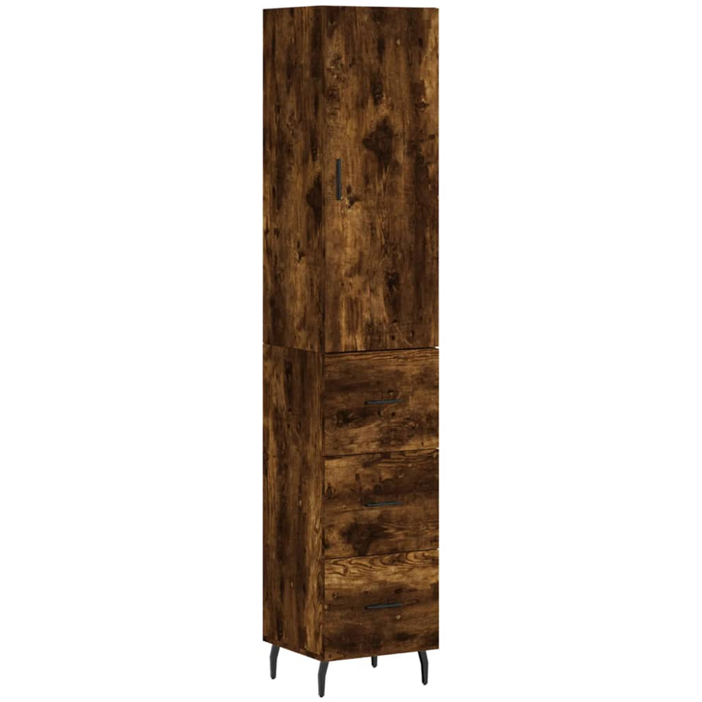 vidaXL Single Door 3 Drawer Smoked Oak Highboard Image 2