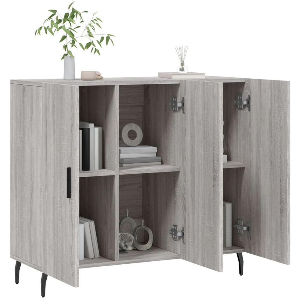 vidaXL 3 Door Grey Sonoma Sideboard Image 4