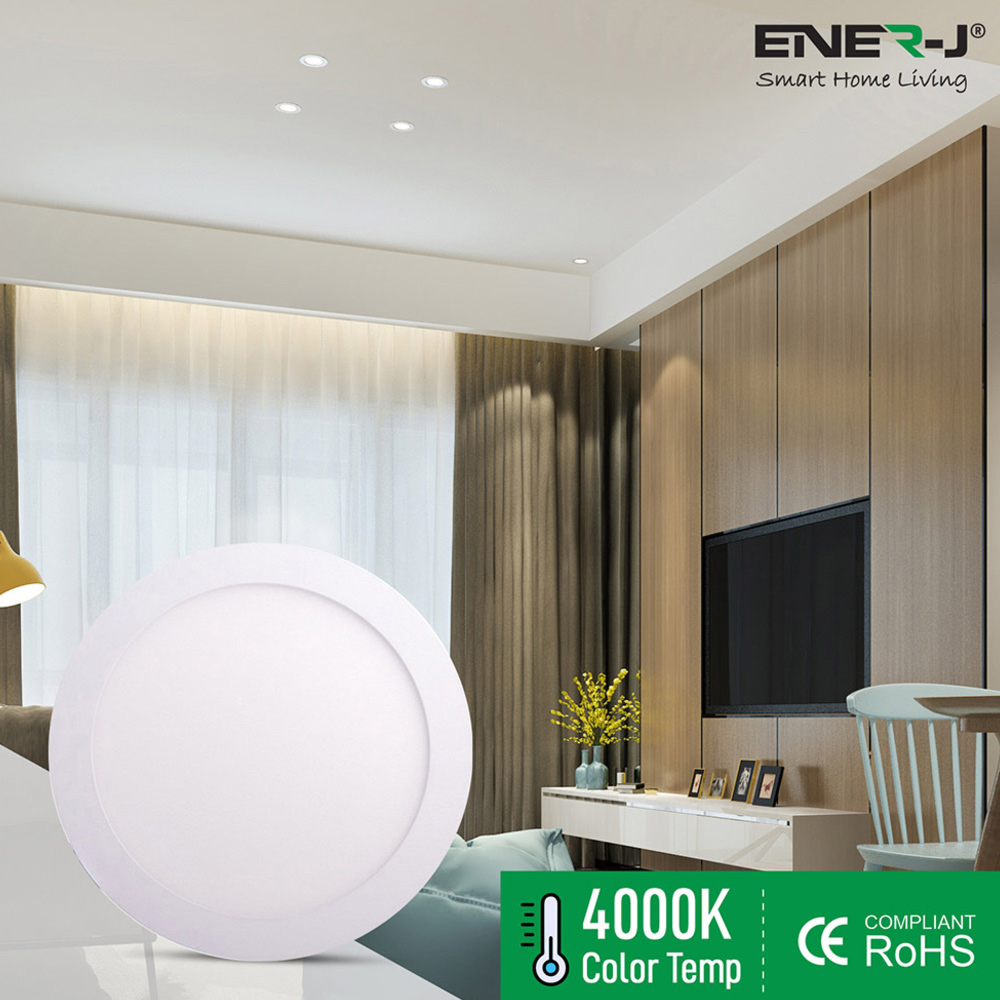 ENER-J 24W 4000K Recessed Round LED Mini Panel Downlight 220mm 4 Pack Image 5
