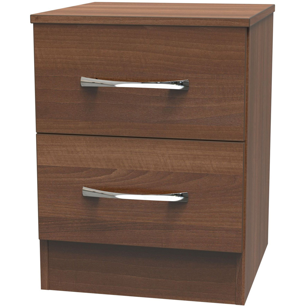 Crowndale Avon 2 Drawer Noche Walnut Bedside Cabinet Image 2