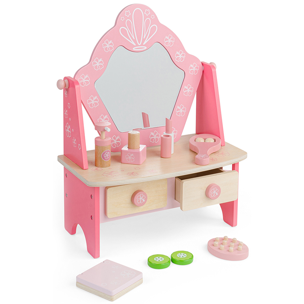 Bigjigs Toys Kids Wooden Vanity Table and Spa Unit Pink Image 1