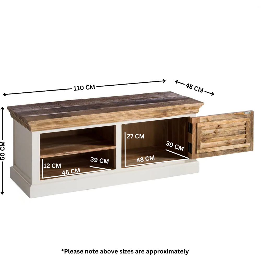 Brooklyn Alfie Single Door 2 Shelf Wooden Shoe Bench Image 9