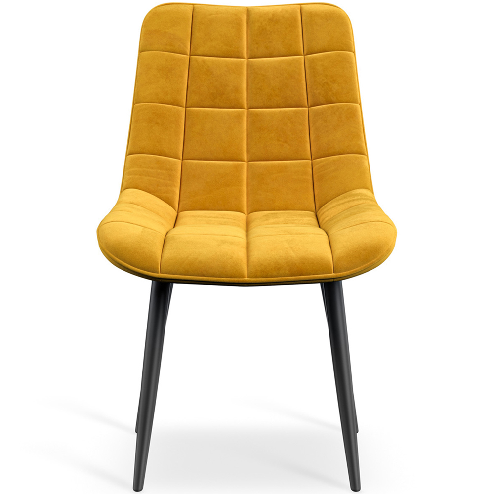 Furniture Online Nova Set of 2 Mustard Velvet Padded Seat Dining Chair Image 3