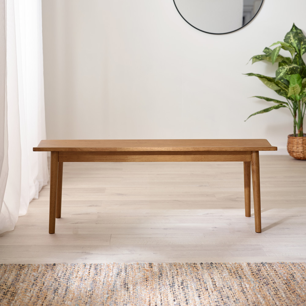 Furniturebox Lymington 3 Seater Walnut Effect Solid Wood Dining Bench Image 4