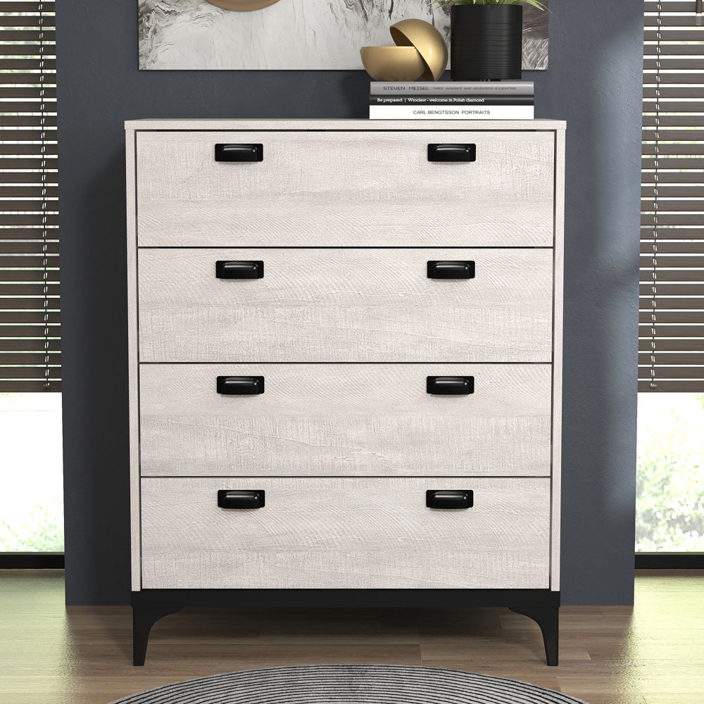 GFW Truro 4 Drawer Dusty Grey Oak Chest of Drawers Image 1