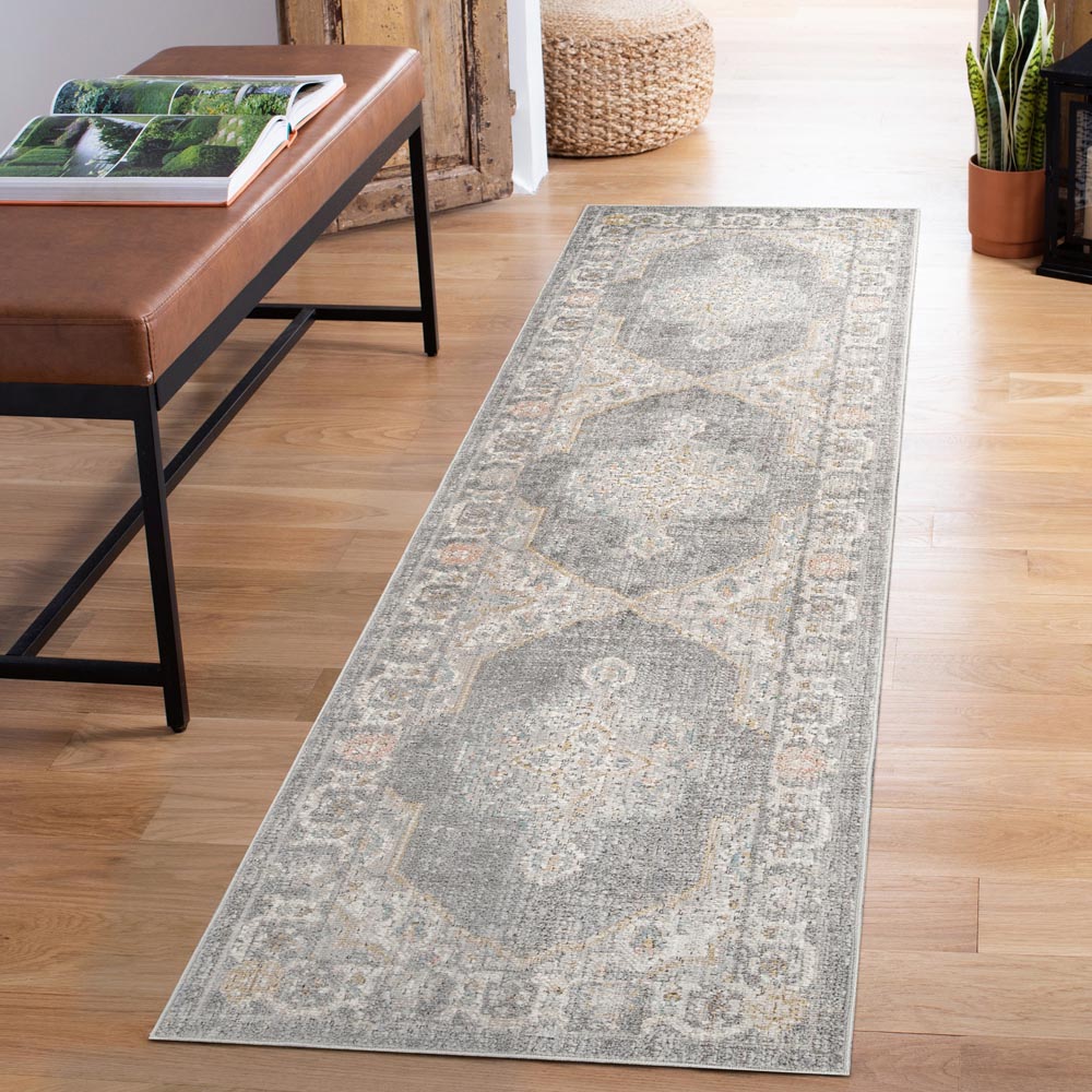 Desire Rugs Maia Grey Orchid Floral Non Slip Rug 120 x 180cm | Wilko