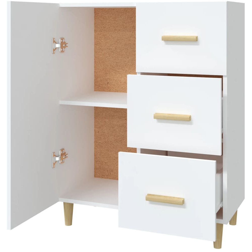 vidaXL Single Door 3 Drawer White Sideboard Image 7