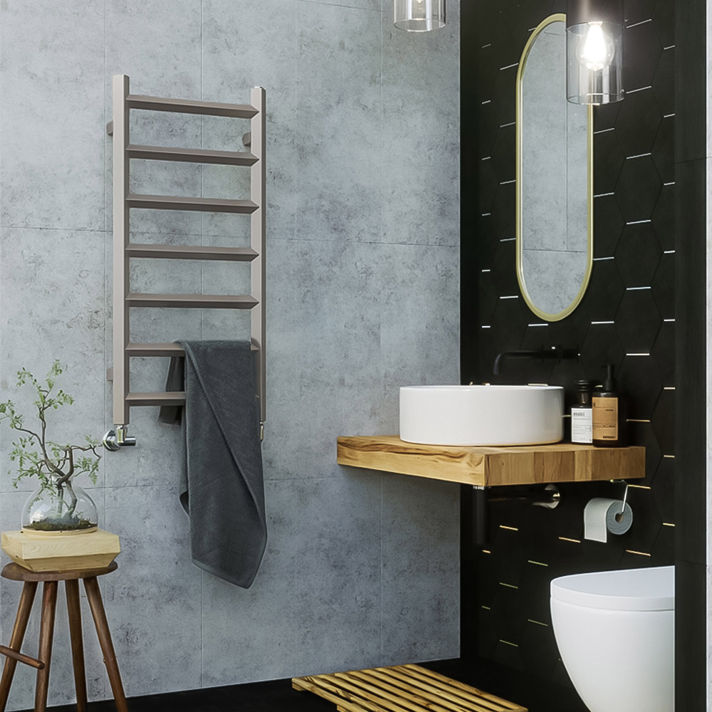 Terma Crystal 805 BTU Sparkling Gravel Electric Heated Towel Rail 840 x 400mm Image 2