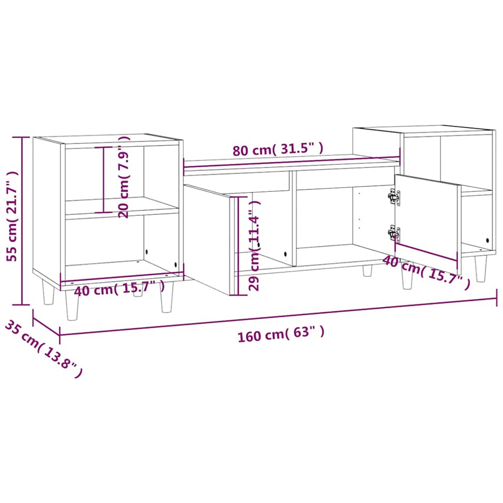vidaXL 2 Door 4 Shelf White TV Cabinet Image 9