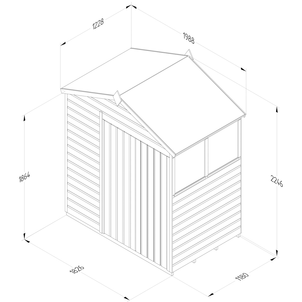 Forest Garden 6 x 4ft Beckwood 2 Window Apex Shed Image 9