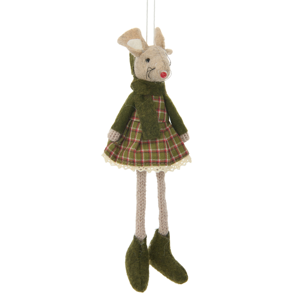 Traditional Tartan Mouse Hanging Decoration Image 2