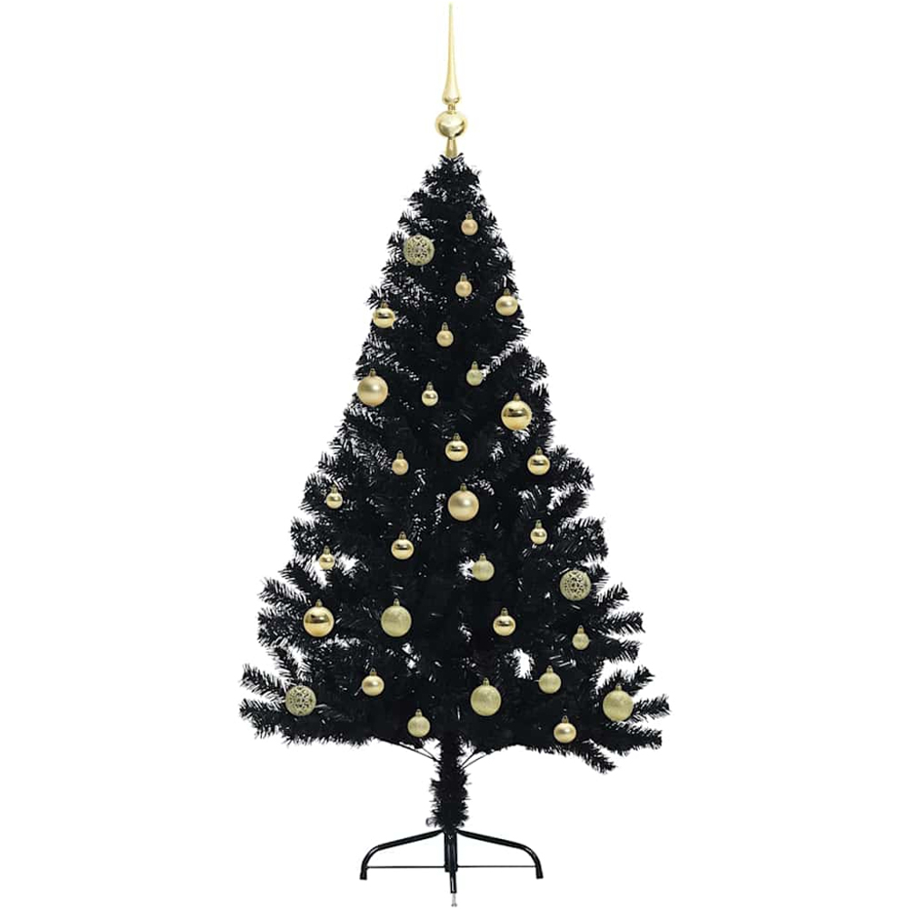vidaXL Pre-Lit Gold Baubles Black Artificial Christmas Tree 5ft Image 4